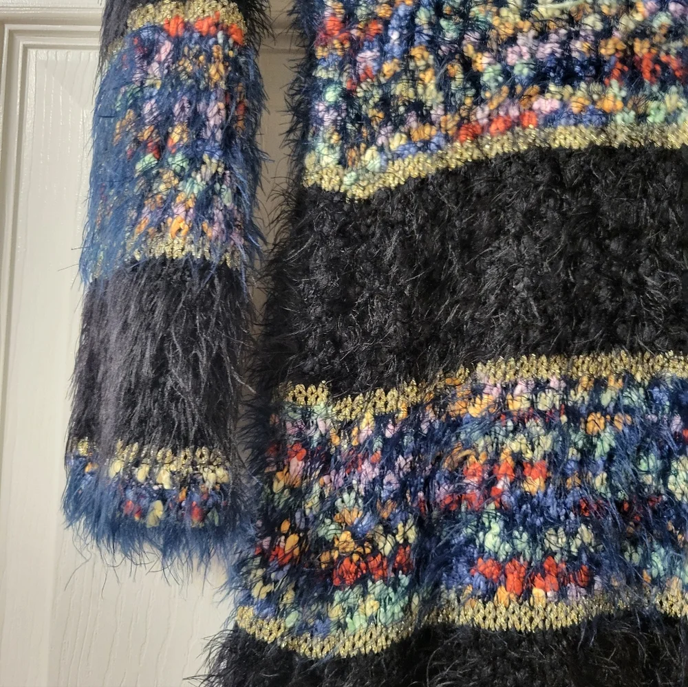 CLEARANCE New Directions Black and Multicolor Cowl Neck Sweater - Picture 8 of 10